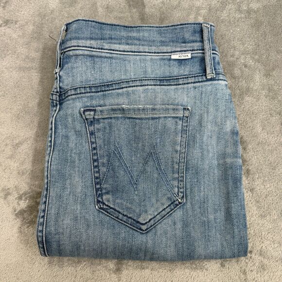 Mother The Peg Step Fray‎ Skirt Denim Women's 26 Pencil 90's Raw Hem Whiskering - Picture 1 of 6